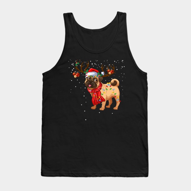 Santa Pitbull Christmas Tree Light Pajama Dog X-mas Matching Gift for Pitbull Dog Lover Tank Top by peskybeater